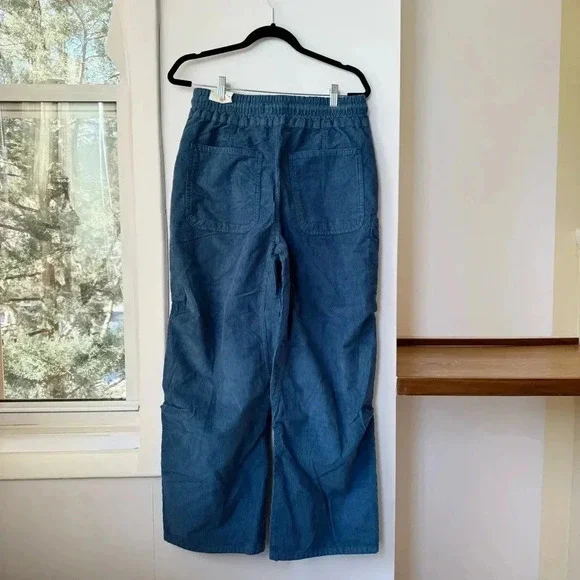NWT Free People Wide-Leg Pull-On Cord Pants Blue Small